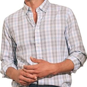 Faherty Men's Long-Sleeved Plaid Button-Down Shirt gray Men's M Classic Style